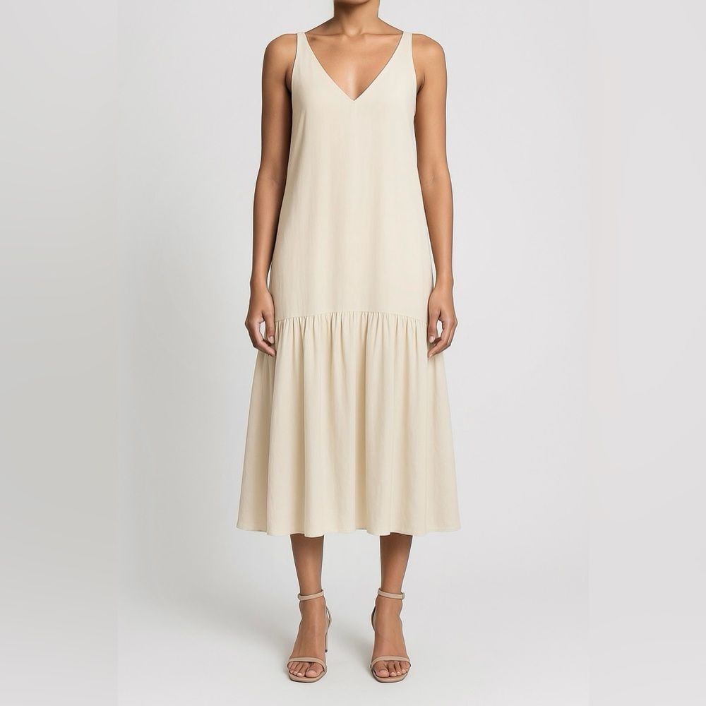 H&M Cream V-Neck Sleeveless Dress